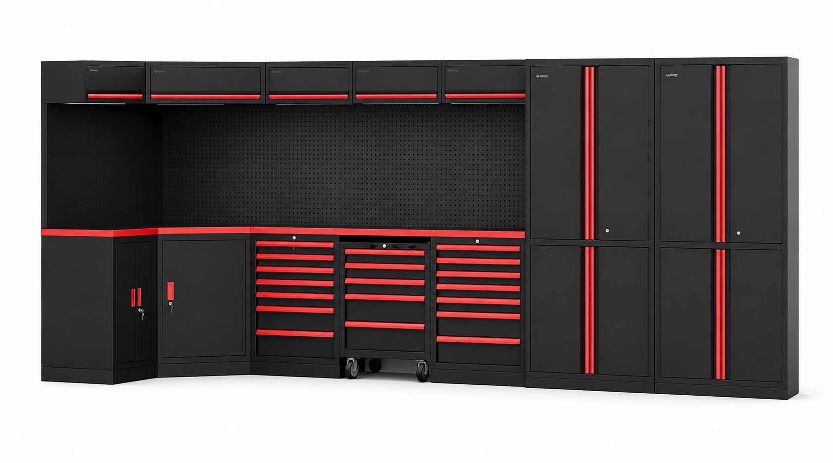 Premium Black & Red Modular Garage Storage Workstation System